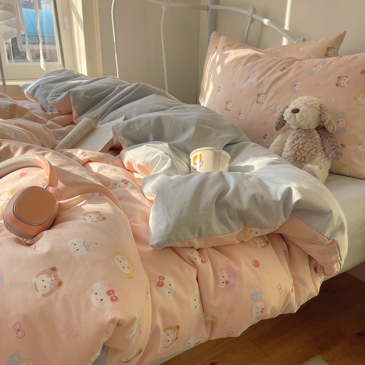 桃子家居 2026新款纯棉13070小清新卡通少女可爱全棉系列四件套 棉-可爱糖果猫