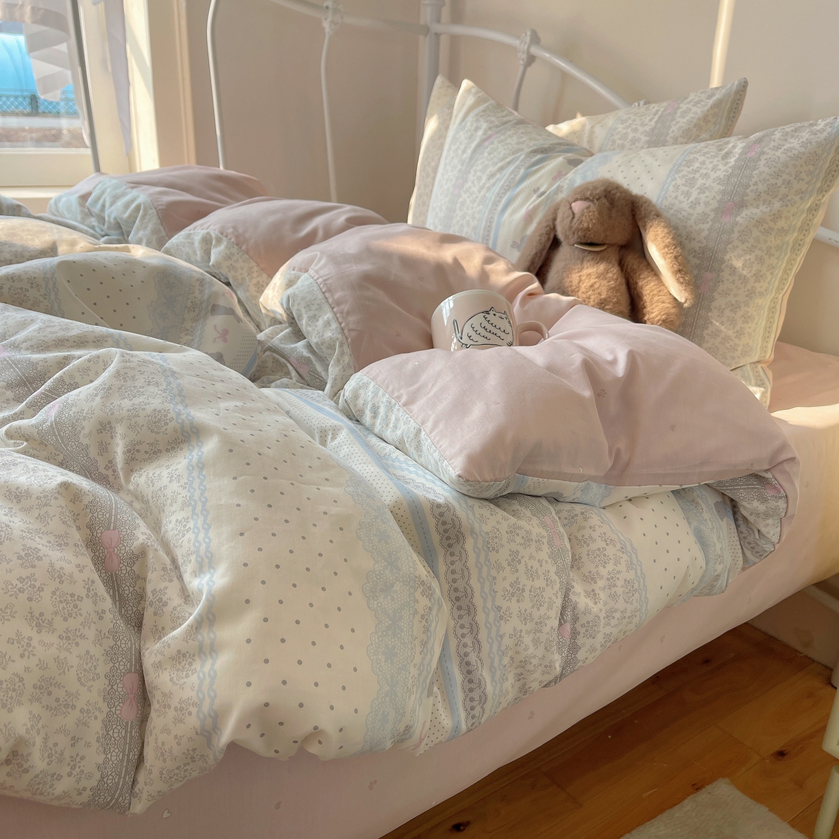 桃子家居 2026新款纯棉13070小清新卡通少女可爱全棉系列四件套 棉-可可兔