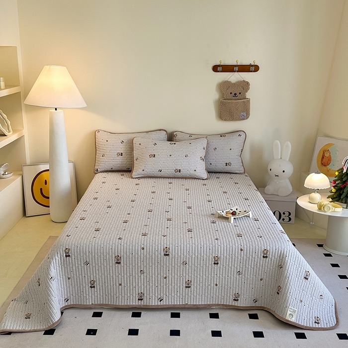 91家纺网 家纺一手货源 找家纺 凌云家纺 2026新款A类13372全棉床盖一面棉一面绒 爱丁堡