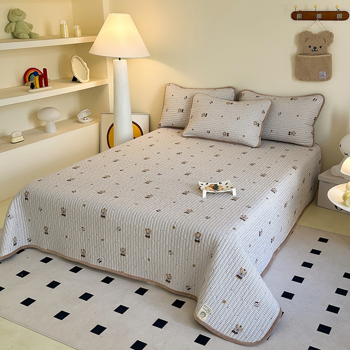 91家纺网 家纺一手货源 找家纺 凌云家纺 2026新款A类13372全棉床盖一面棉一面绒 爱丁堡