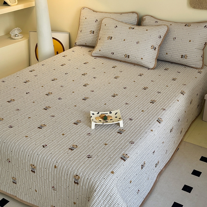 91家纺网 家纺一手货源 找家纺 凌云家纺 2026新款A类13372全棉床盖一面棉一面绒 爱丁堡