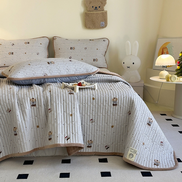 91家纺网 家纺一手货源 找家纺 凌云家纺 2026新款A类13372全棉床盖一面棉一面绒 爱丁堡