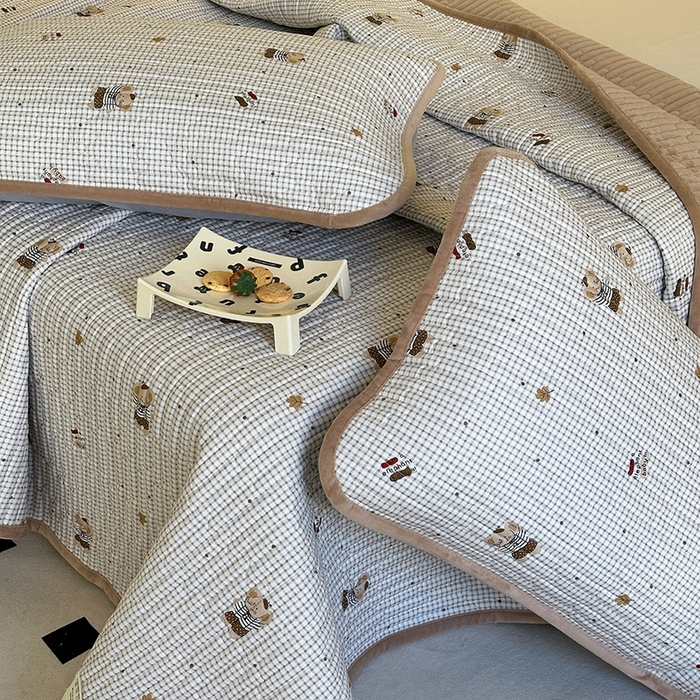 91家纺网 家纺一手货源 找家纺 凌云家纺 2026新款A类13372全棉床盖一面棉一面绒 爱丁堡