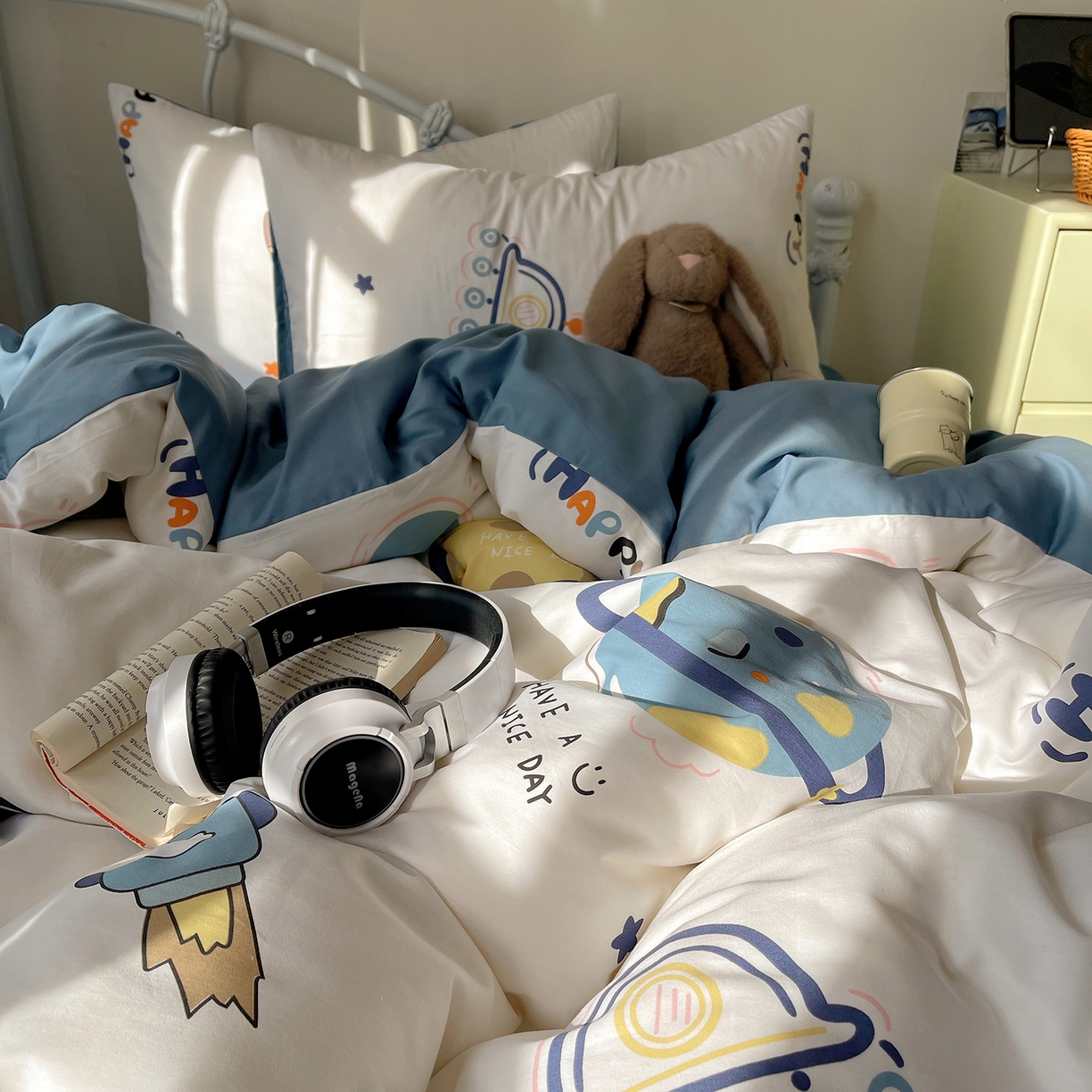 91家纺网 家纺一手货源 找家纺 桃子家居 2026新款纯棉13070小清新卡通少女可爱全棉系列四件套 棉-流浪地球