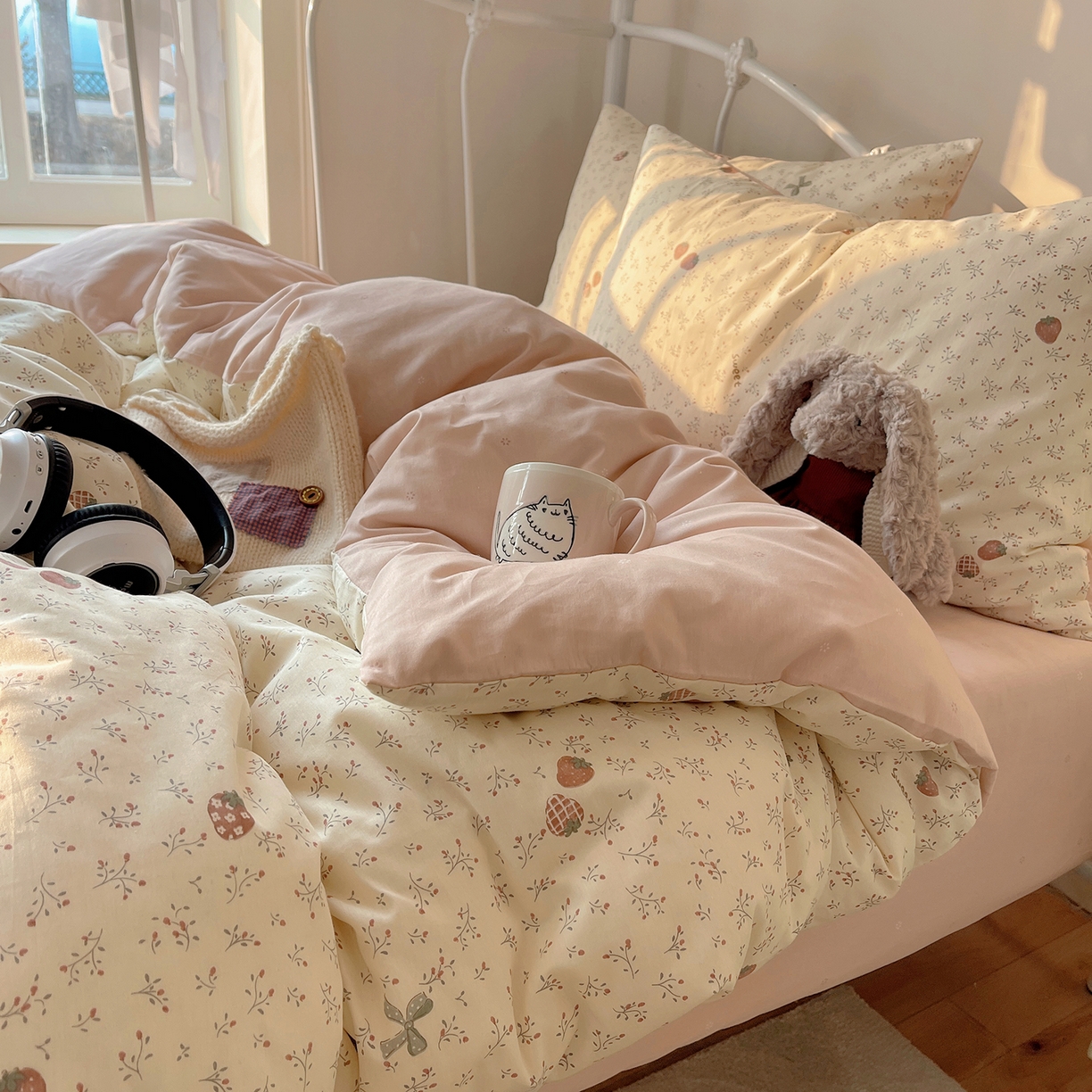 桃子家居 2026新款纯棉13070小清新卡通少女可爱全棉系列四件套 棉-茉莉草莓