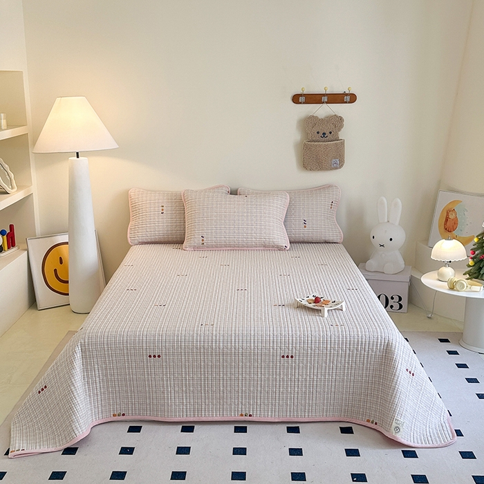 91家纺网 家纺一手货源 找家纺 凌云家纺 2026新款A类13372全棉床盖一面棉一面绒 静若幽兰