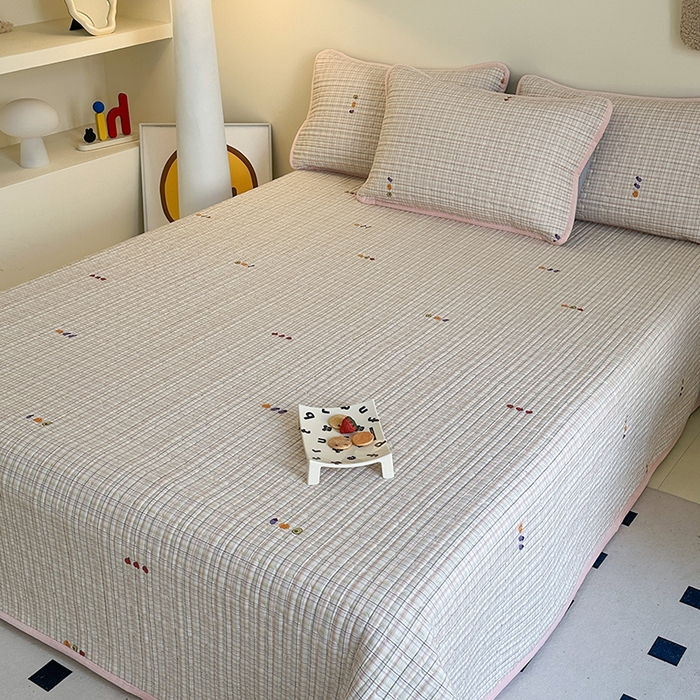 91家纺网 家纺一手货源 找家纺 凌云家纺 2026新款A类13372全棉床盖一面棉一面绒 静若幽兰