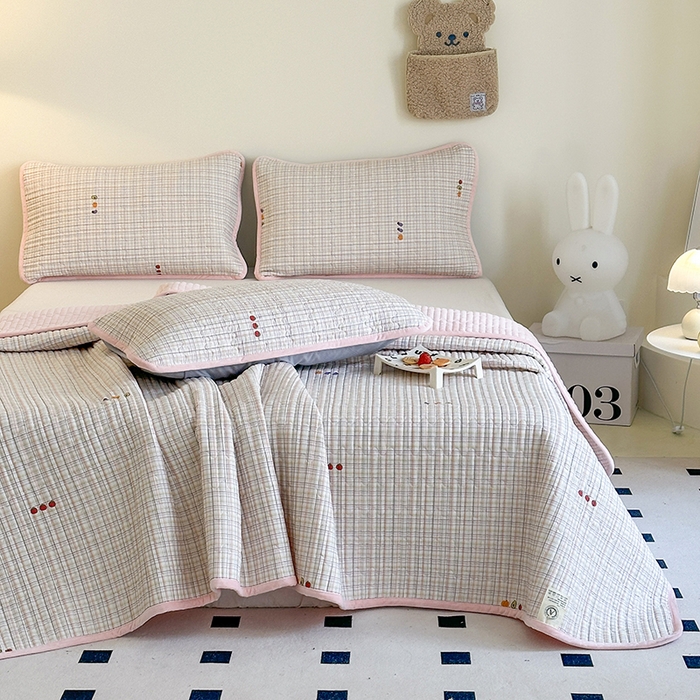 91家纺网 家纺一手货源 找家纺 凌云家纺 2026新款A类13372全棉床盖一面棉一面绒 静若幽兰