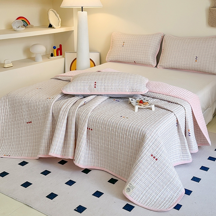 91家纺网 家纺一手货源 找家纺 凌云家纺 2026新款A类13372全棉床盖一面棉一面绒 静若幽兰