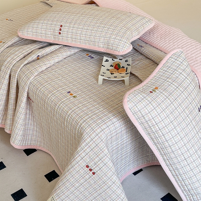 91家纺网 家纺一手货源 找家纺 凌云家纺 2026新款A类13372全棉床盖一面棉一面绒 静若幽兰