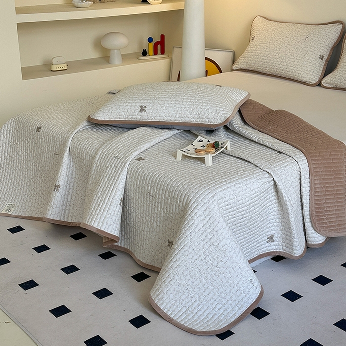 91家纺网 家纺一手货源 找家纺 凌云家纺 2026新款A类13372全棉床盖一面棉一面绒 琉璃