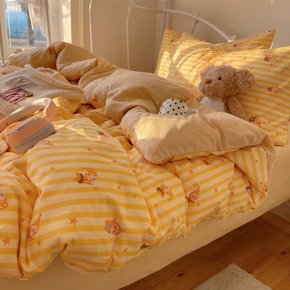 桃子家居 2026新款纯棉13070小清新卡通少女可爱全棉系列四件套 棉-芝士星星