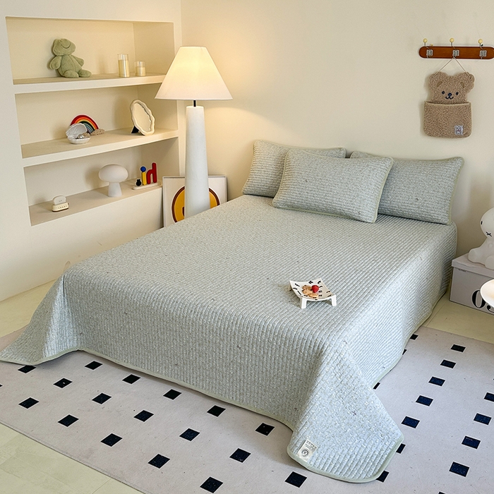 91家纺网 家纺一手货源 找家纺 凌云家纺 2026新款A类13372全棉床盖一面棉一面绒 沐雨倾城