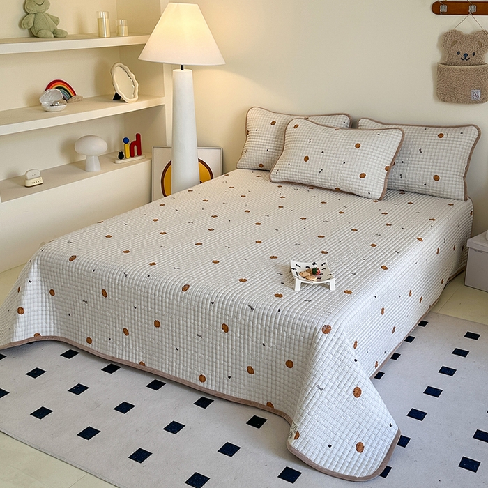 91家纺网 家纺一手货源 找家纺 凌云家纺 2026新款A类13372全棉床盖一面棉一面绒 南瓜可可