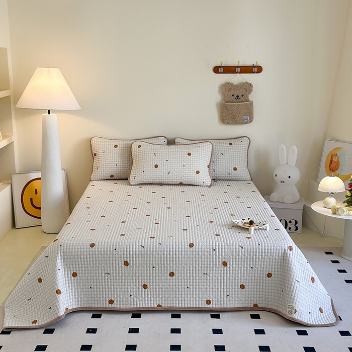 91家纺网 家纺一手货源 找家纺 凌云家纺 2026新款A类13372全棉床盖一面棉一面绒 南瓜可可