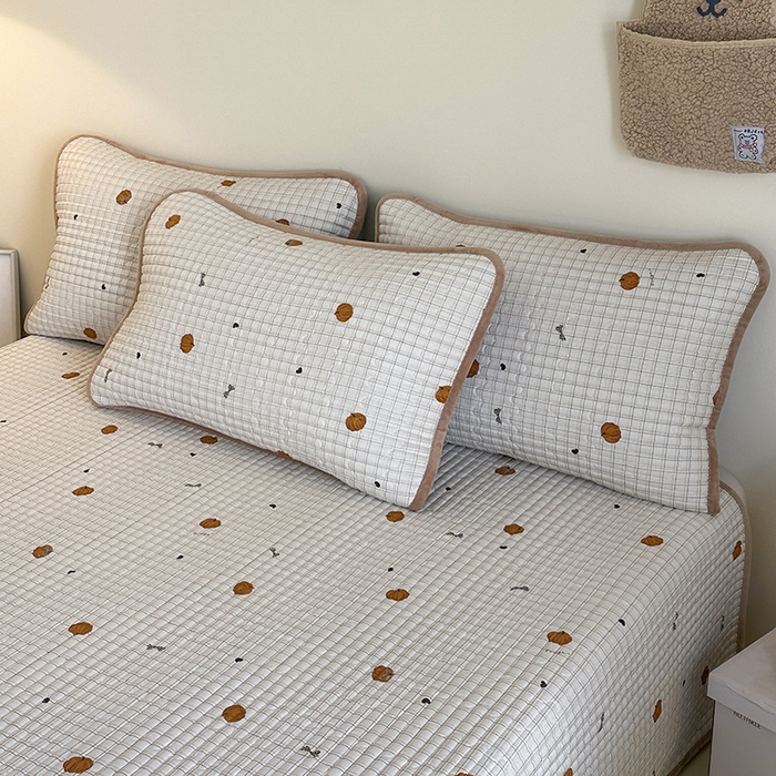 91家纺网 家纺一手货源 找家纺 凌云家纺 2026新款A类13372全棉床盖一面棉一面绒 南瓜可可