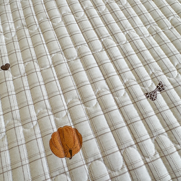 91家纺网 家纺一手货源 找家纺 凌云家纺 2026新款A类13372全棉床盖一面棉一面绒 南瓜可可