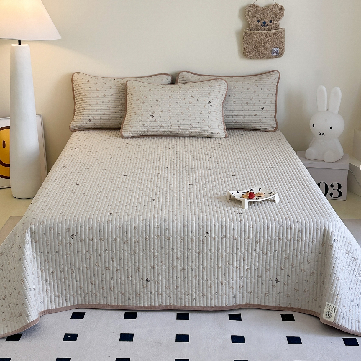 91家纺网 家纺一手货源 找家纺 凌云家纺 2026新款A类13372全棉床盖一面棉一面绒 奢香夫人