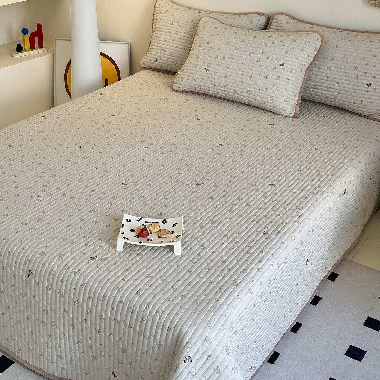 91家纺网 家纺一手货源 找家纺 凌云家纺 2026新款A类13372全棉床盖一面棉一面绒 奢香夫人