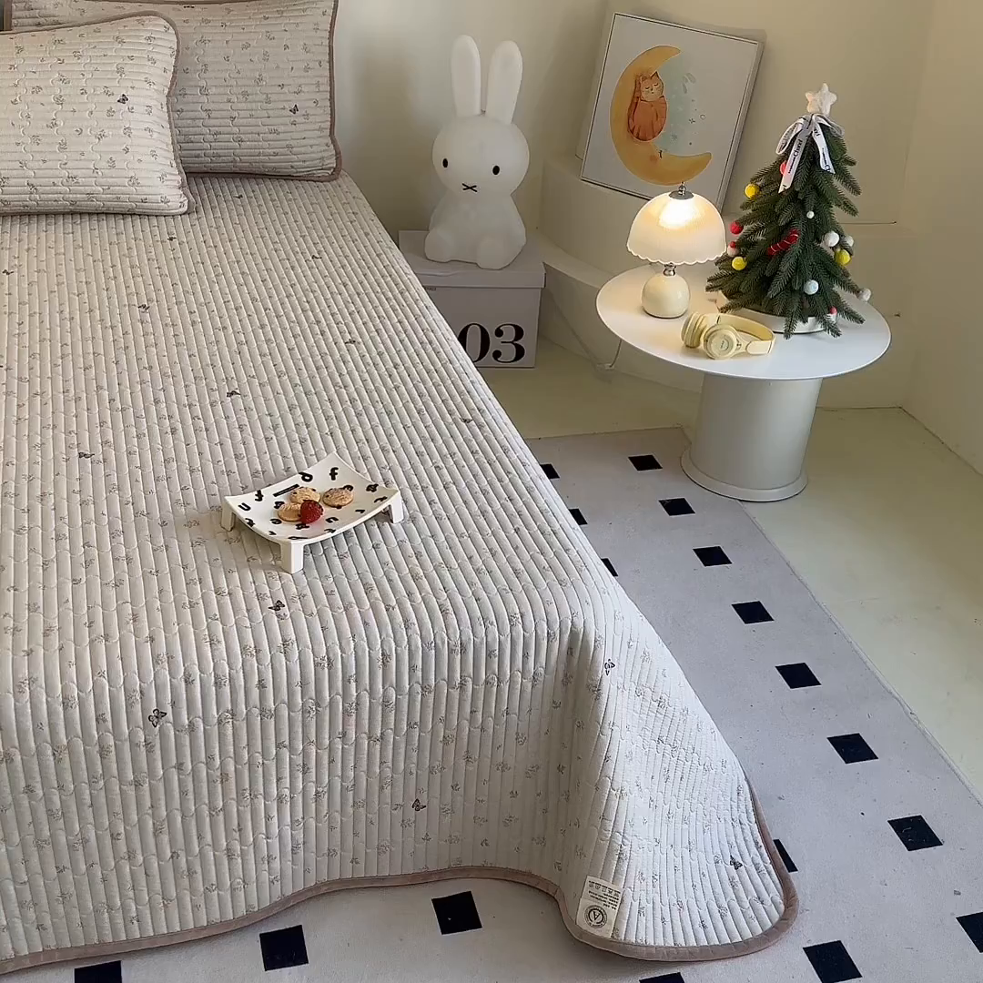 91家纺网 家纺一手货源 找家纺 凌云家纺 2026新款A类13372全棉床盖一面棉一面绒 奢香夫人