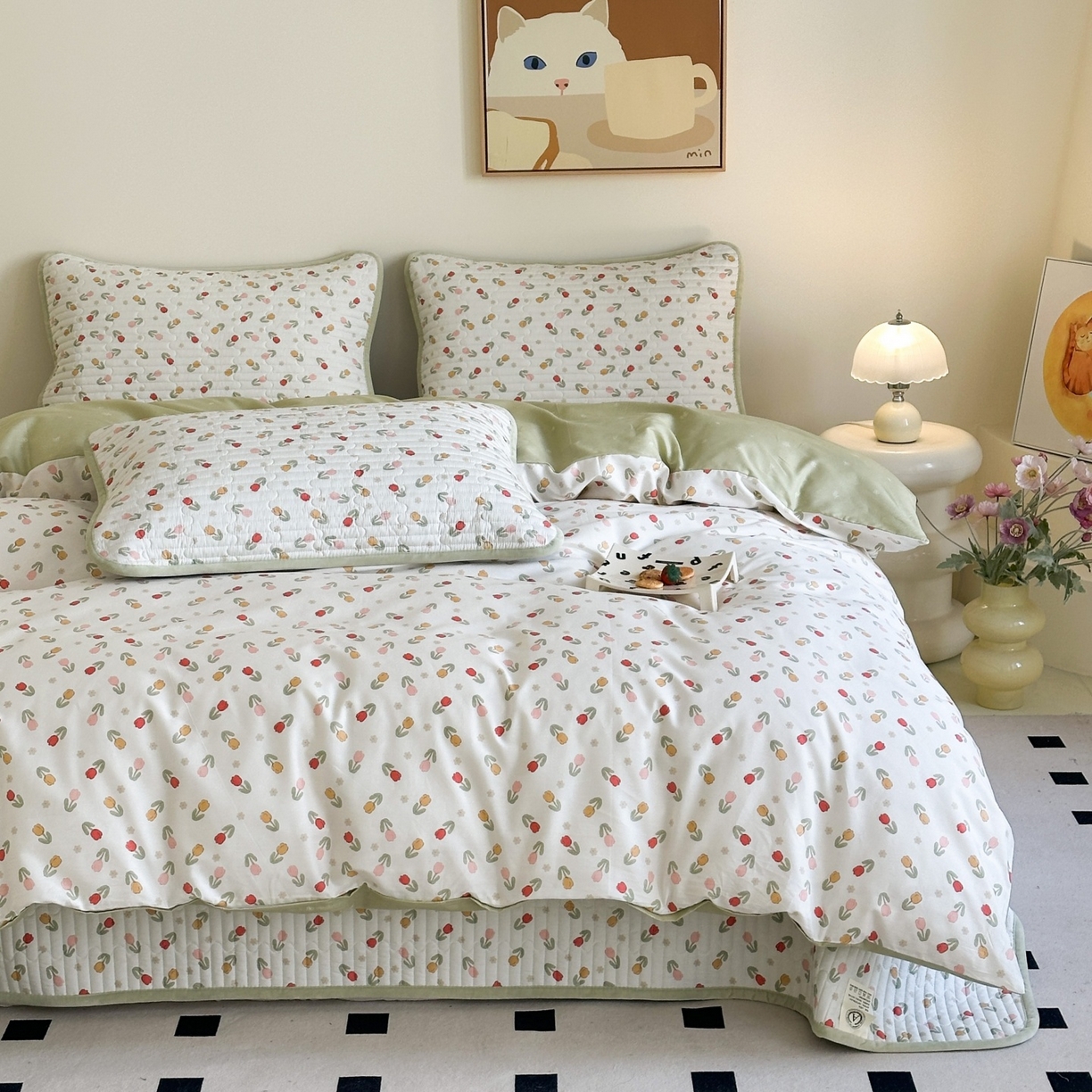 91家纺网 家纺一手货源 找家纺 凌云家纺 2026新款A类13372全棉床盖四件套 郁金香