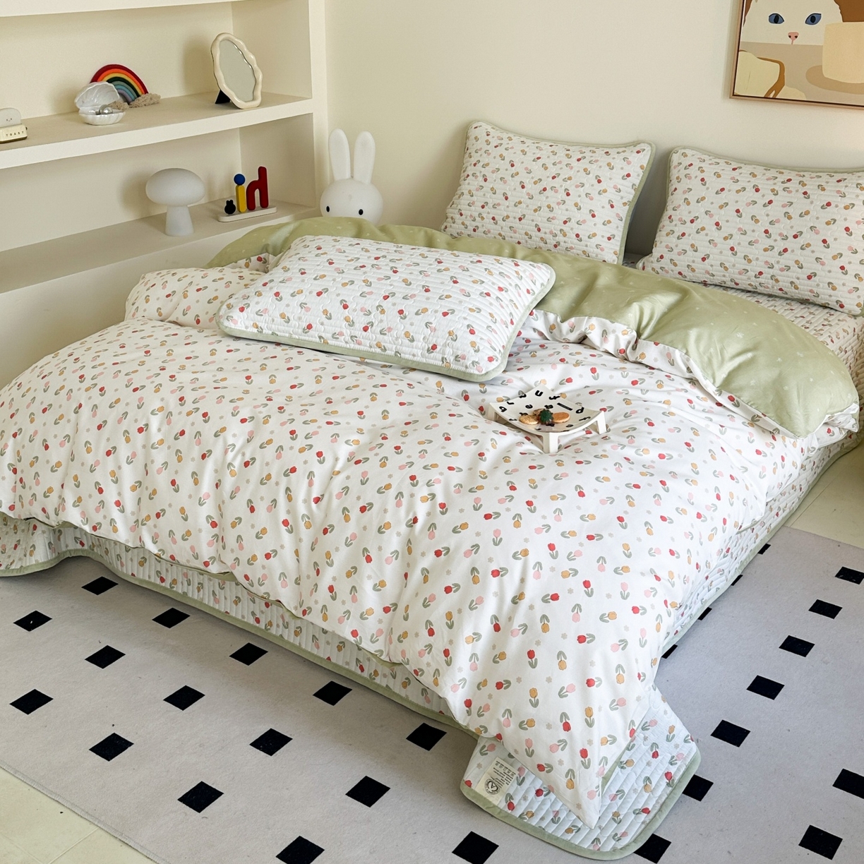 91家纺网 家纺一手货源 找家纺 凌云家纺 2026新款A类13372全棉床盖四件套 郁金香