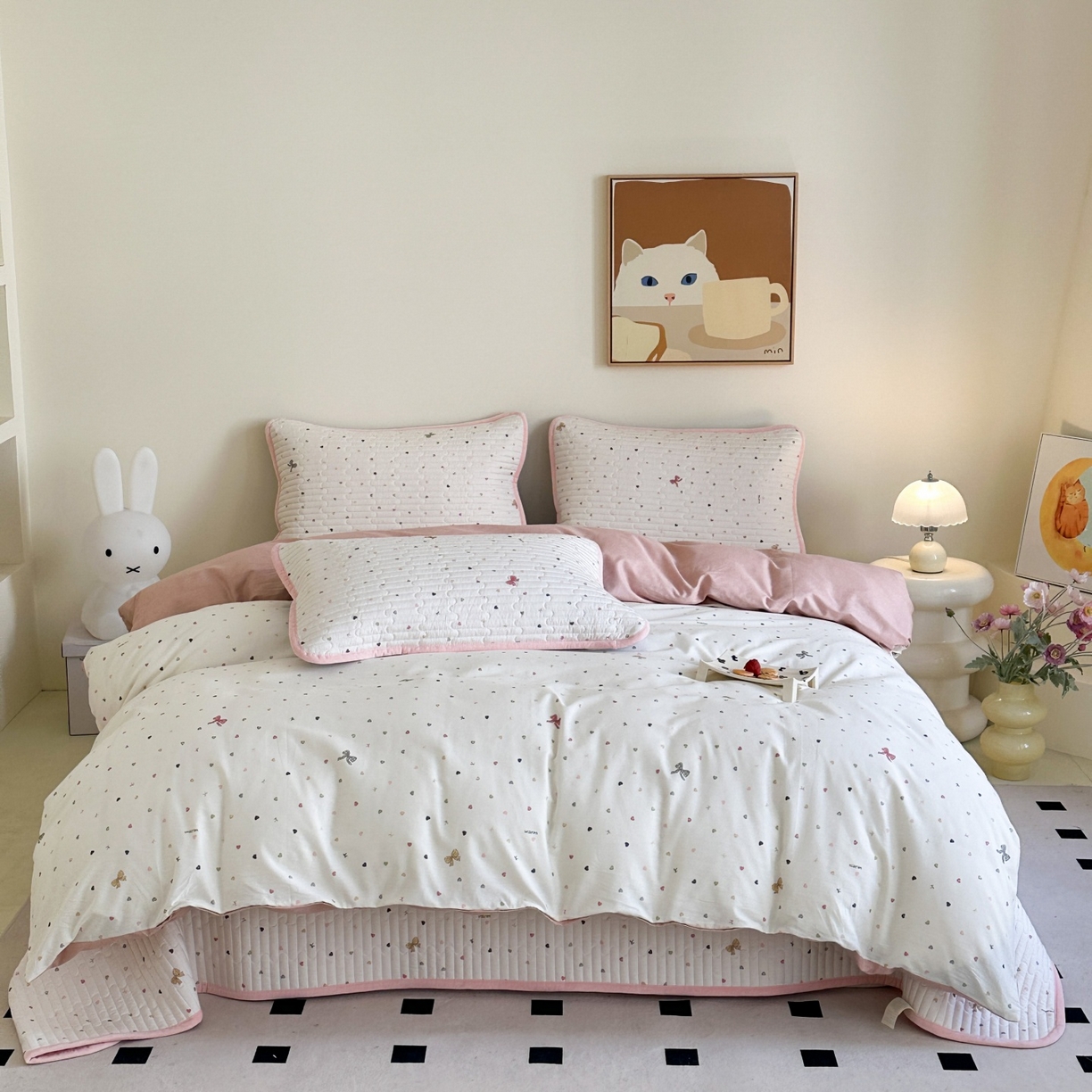 91家纺网 家纺一手货源 找家纺 凌云家纺 2026新款A类13372全棉床盖四件套 怦然心动