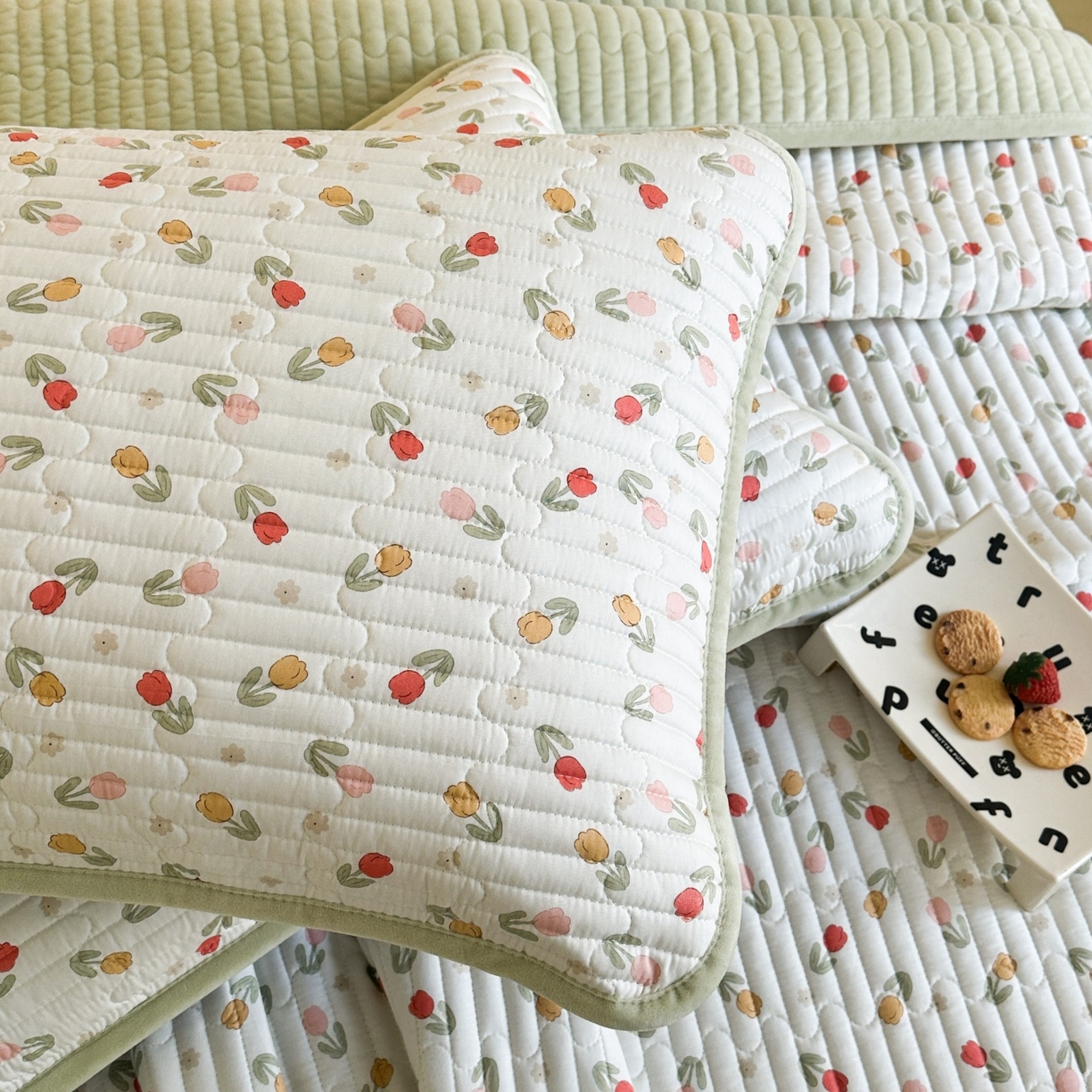 91家纺网 家纺一手货源 找家纺 凌云家纺 2026新款A类13372全棉床盖四件套 郁金香