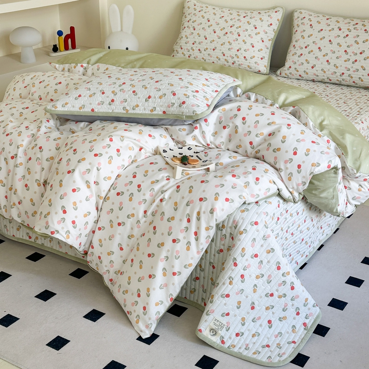 91家纺网 家纺一手货源 找家纺 凌云家纺 2026新款A类13372全棉床盖四件套 郁金香