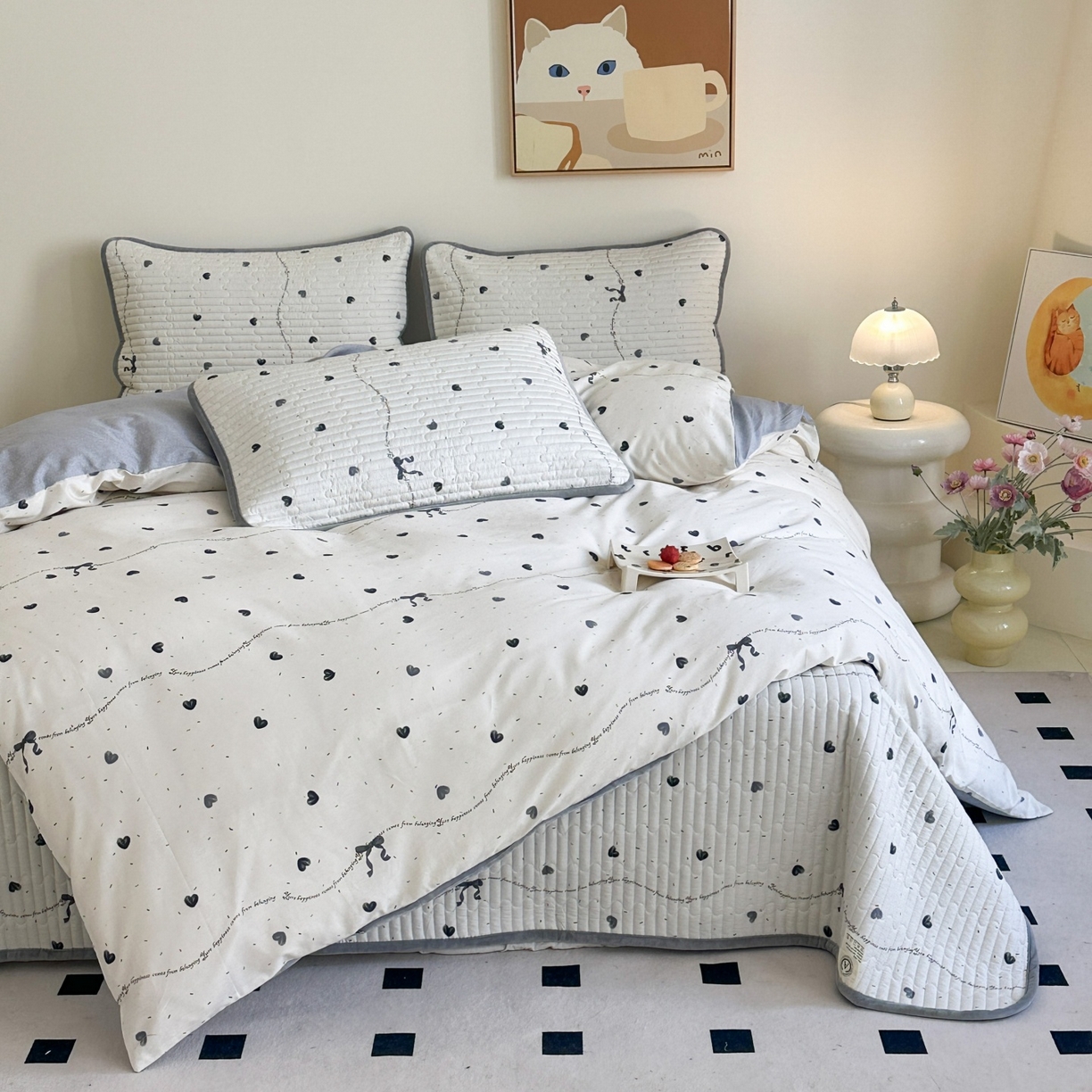 91家纺网 家纺一手货源 找家纺 凌云家纺 2026新款A类13372全棉床盖四件套 花蜜