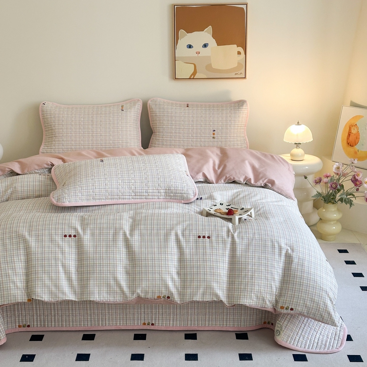 91家纺网 家纺一手货源 找家纺 凌云家纺 2026新款A类13372全棉床盖四件套 静若幽兰