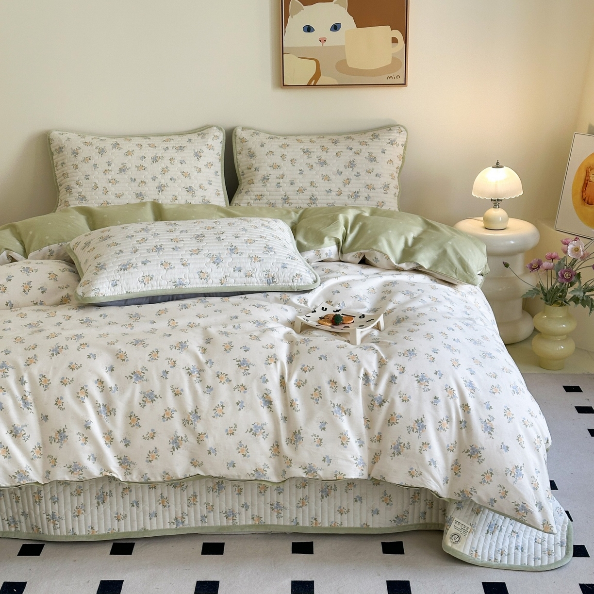 91家纺网 家纺一手货源 找家纺 凌云家纺 2026新款A类13372全棉床盖四件套 沐雅清风