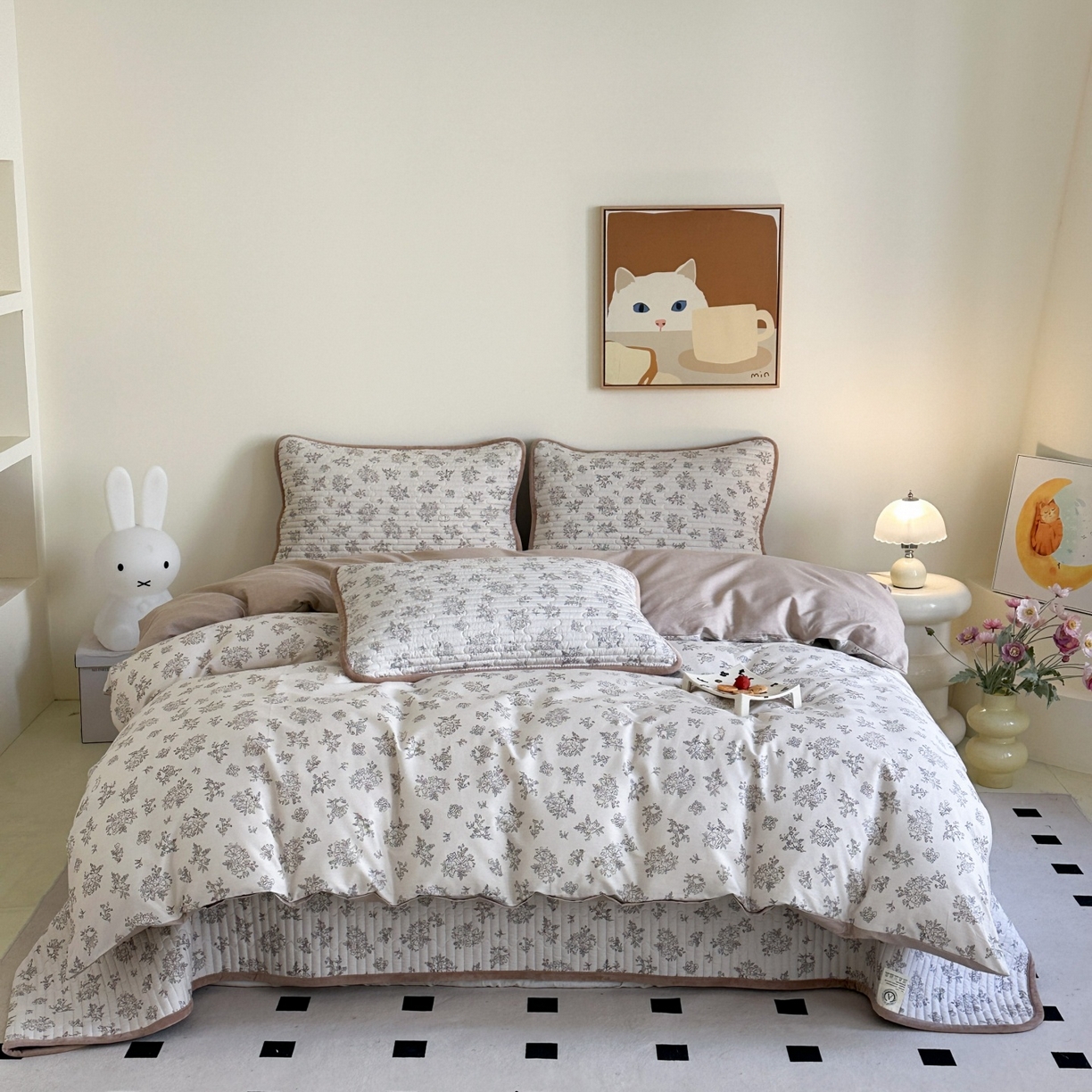 91家纺网 家纺一手货源 找家纺 凌云家纺 2026新款A类13372全棉床盖四件套 花韵