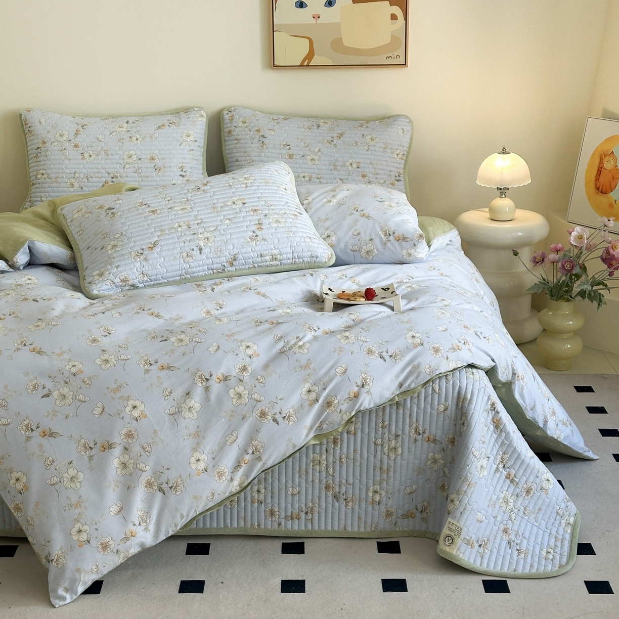 91家纺网 家纺一手货源 找家纺 凌云家纺 2026新款A类13372全棉床盖四件套 漫步云端