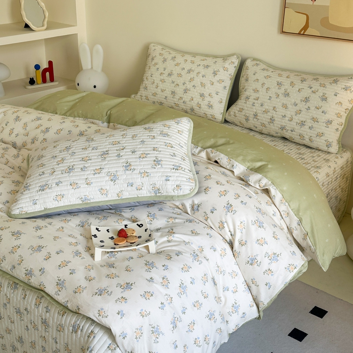 91家纺网 家纺一手货源 找家纺 凌云家纺 2026新款A类13372全棉床盖四件套 沐雅清风