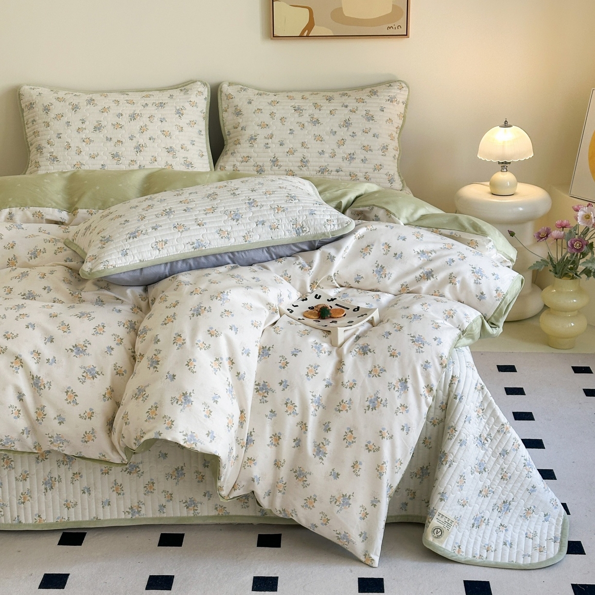 91家纺网 家纺一手货源 找家纺 凌云家纺 2026新款A类13372全棉床盖四件套 沐雅清风