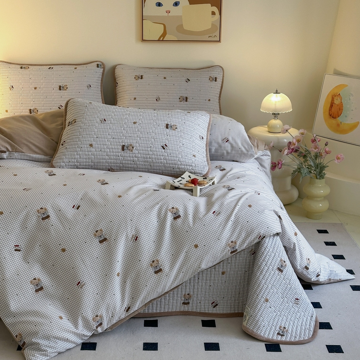 91家纺网 家纺一手货源 找家纺 凌云家纺 2026新款A类13372全棉床盖四件套 爱丁堡