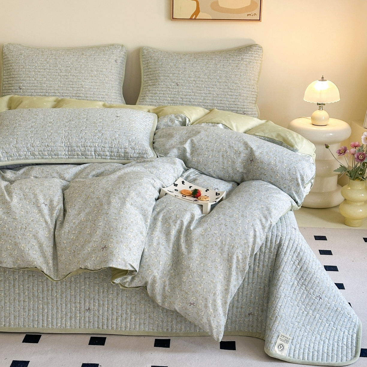 91家纺网 家纺一手货源 找家纺 凌云家纺 2026新款A类13372全棉床盖四件套 沐雨倾城