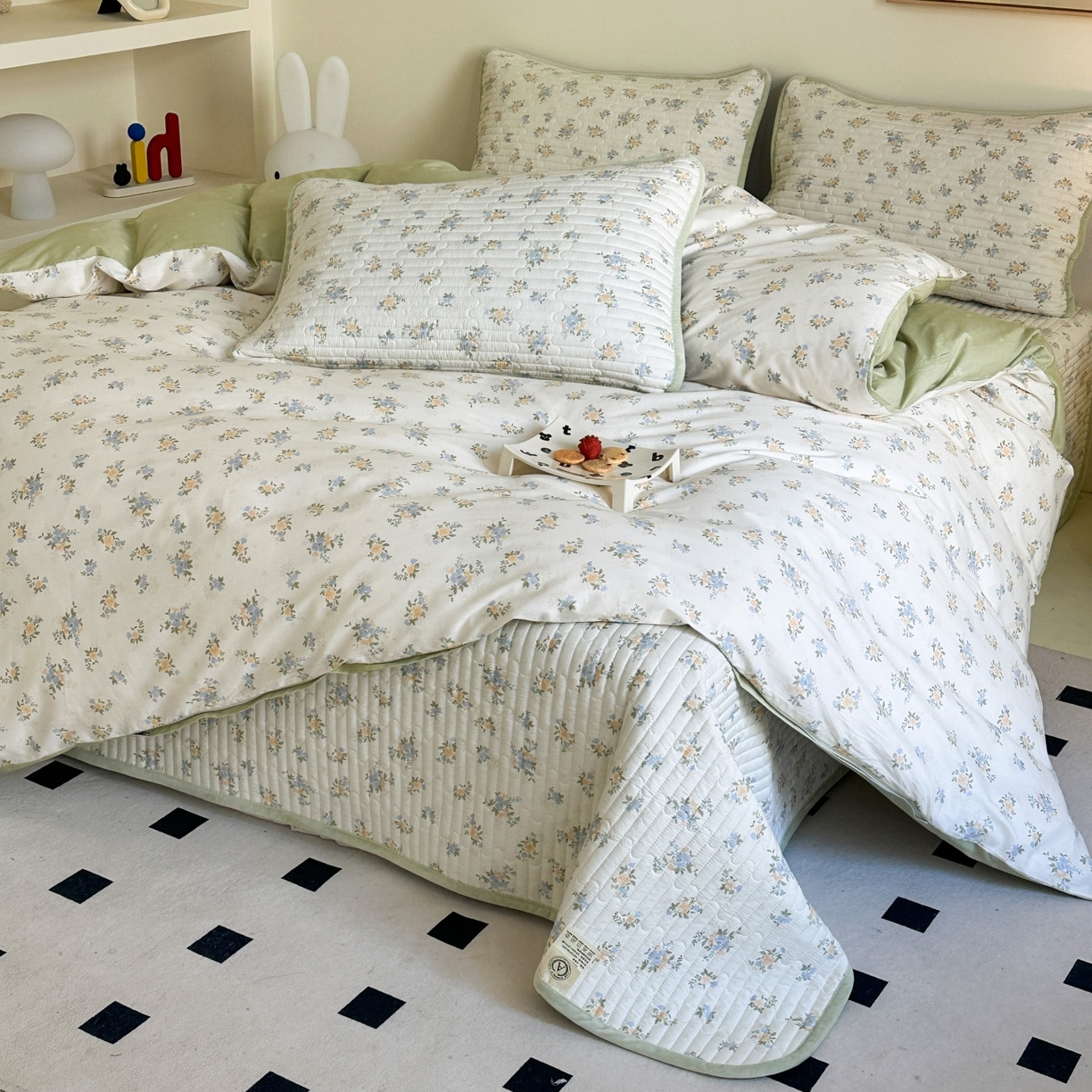 91家纺网 家纺一手货源 找家纺 凌云家纺 2026新款A类13372全棉床盖四件套 沐雅清风