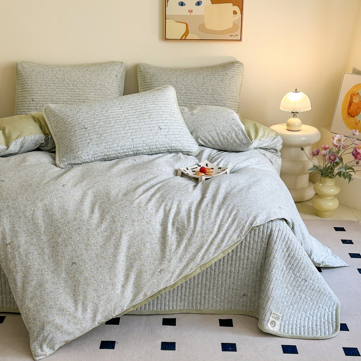 91家纺网 家纺一手货源 找家纺 凌云家纺 2026新款A类13372全棉床盖四件套 沐雨倾城