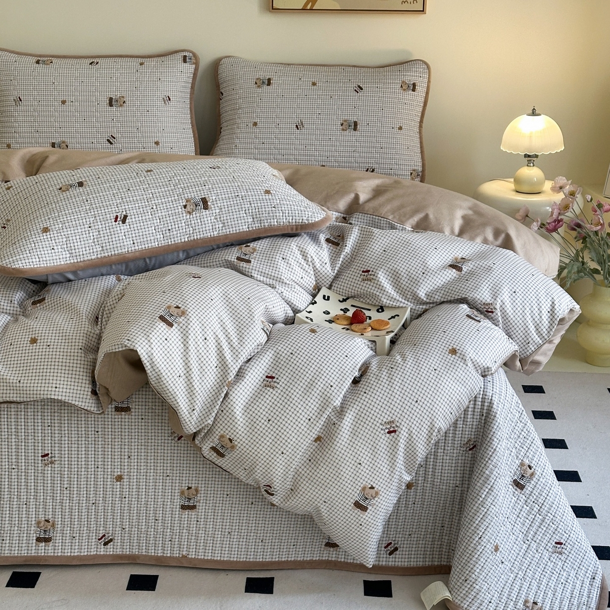 91家纺网 家纺一手货源 找家纺 凌云家纺 2026新款A类13372全棉床盖四件套 爱丁堡