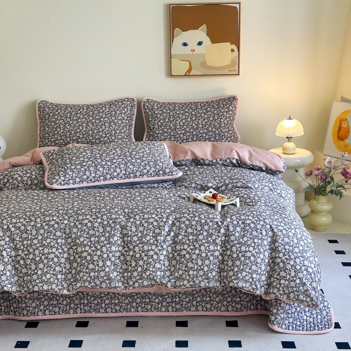 91家纺网 家纺一手货源 找家纺 凌云家纺 2026新款A类13372全棉床盖四件套 春汐