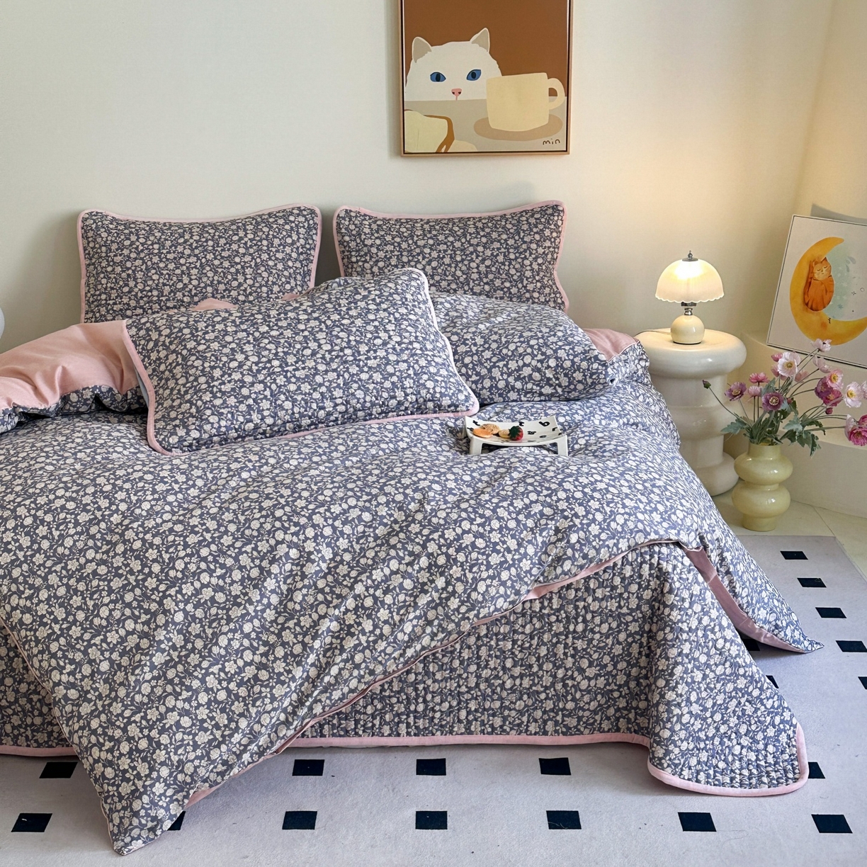 91家纺网 家纺一手货源 找家纺 凌云家纺 2026新款A类13372全棉床盖四件套 春汐