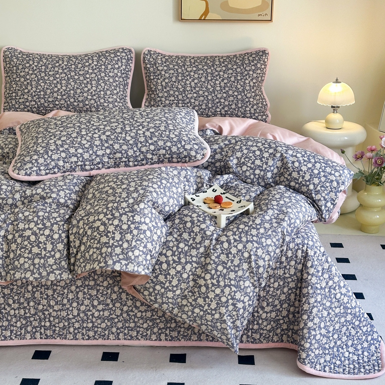 91家纺网 家纺一手货源 找家纺 凌云家纺 2026新款A类13372全棉床盖四件套 春汐