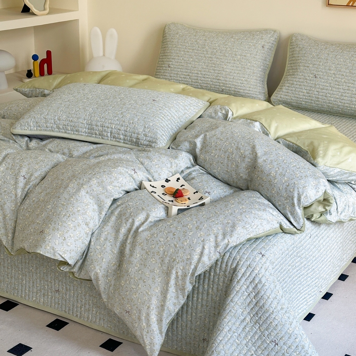 91家纺网 家纺一手货源 找家纺 凌云家纺 2026新款A类13372全棉床盖四件套 沐雨倾城