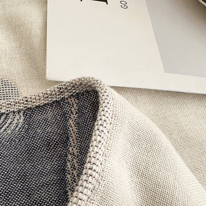 91家纺网 家纺一手货源 找家纺 凌云家纺 2026新款全棉纯棉双层有氧纱大提花流苏毯披肩毯毛毯毯子 花枝-棕