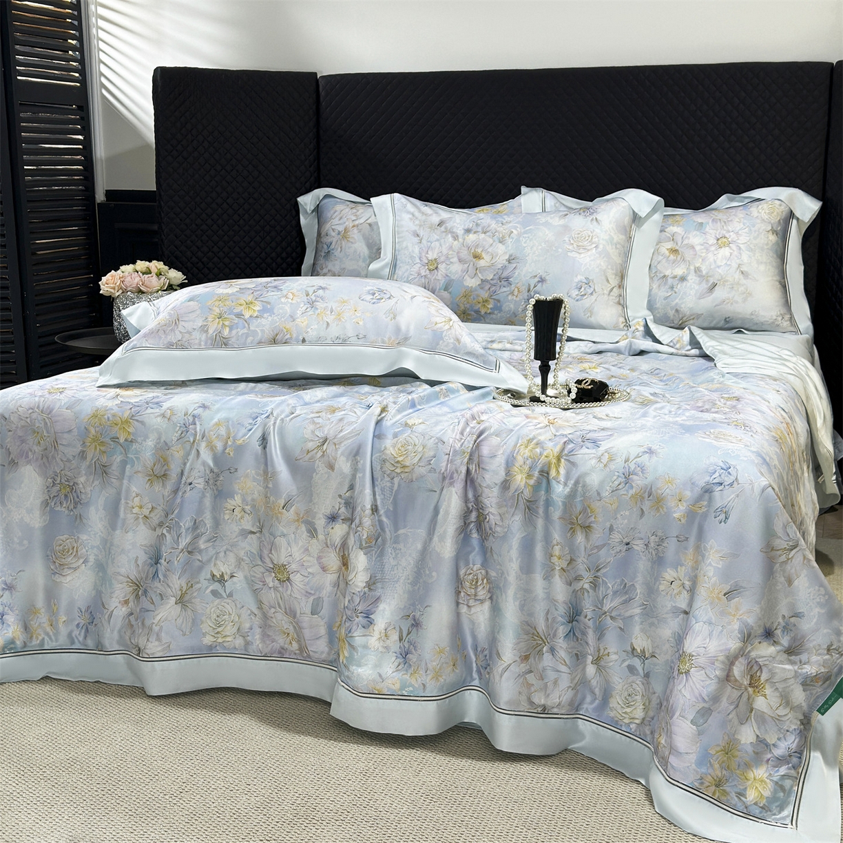 91家纺网 家纺一手货源 找家纺 朵希曼 2026新款60天丝镂空夏被四件套系列（控价：夏被线上券后不低于239 夏被四件套线上券后不低于369) 汀兰