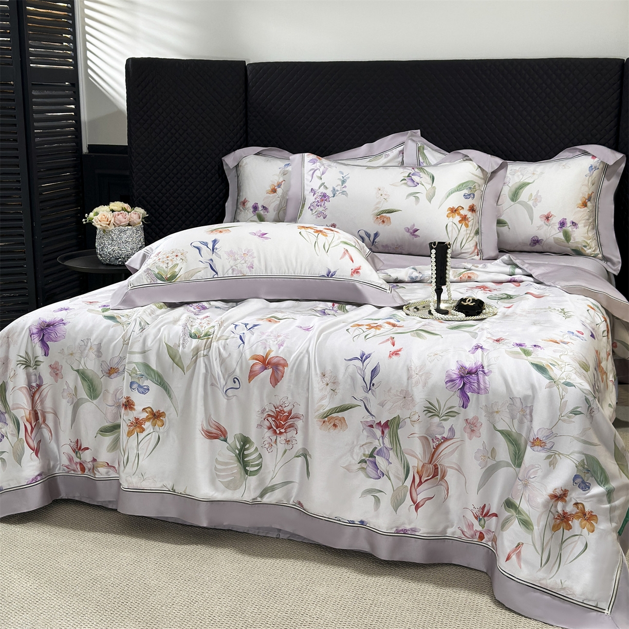 91家纺网 家纺一手货源 找家纺 朵希曼 2026新款60天丝镂空夏被四件套系列（控价：夏被线上券后不低于239 夏被四件套线上券后不低于369) 雨润芳菲