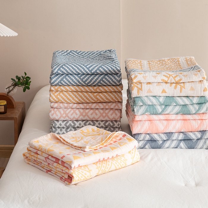 91家纺网 家纺一手货源 找家纺 （总）朴尔家纺-毛巾被 2026春夏新款塞尚风格全棉纯棉水洗棉三层纱布毛巾被夏凉被空调被-经典款常年备货