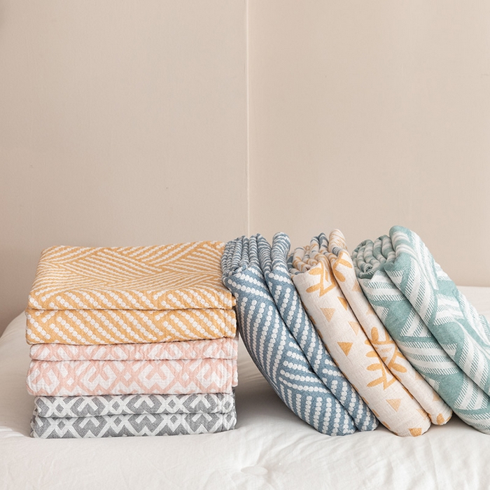 91家纺网 家纺一手货源 找家纺 （总）朴尔家纺-毛巾被 2026春夏新款塞尚风格全棉纯棉水洗棉三层纱布毛巾被夏凉被空调被-经典款常年备货